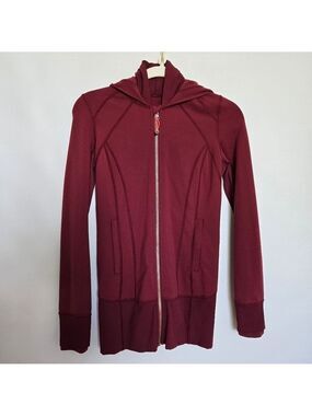 LULULEMON 'DAILY PRACTICE' HOODED JACKET WOMEN'S ZIPPER FRONT WINE BERRY SIZE 4